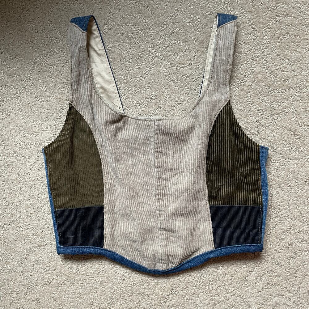 Handmade corset jeans upcycling top artisanal y2k